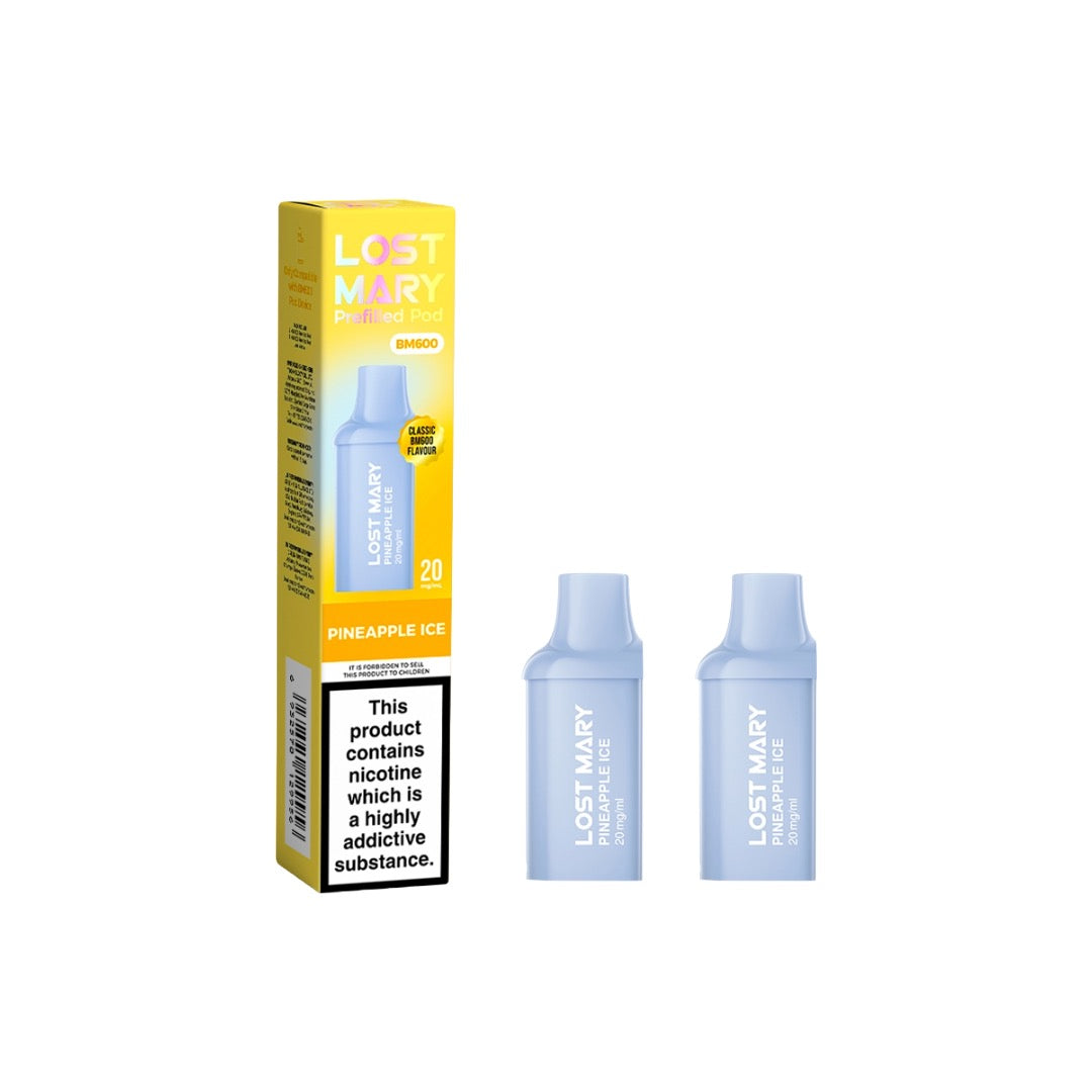 20mg Lost Mary BM600 Prefilled Replacement Pods 1200 Puffs - 2 Pcs - Flavour: Cherry Ice