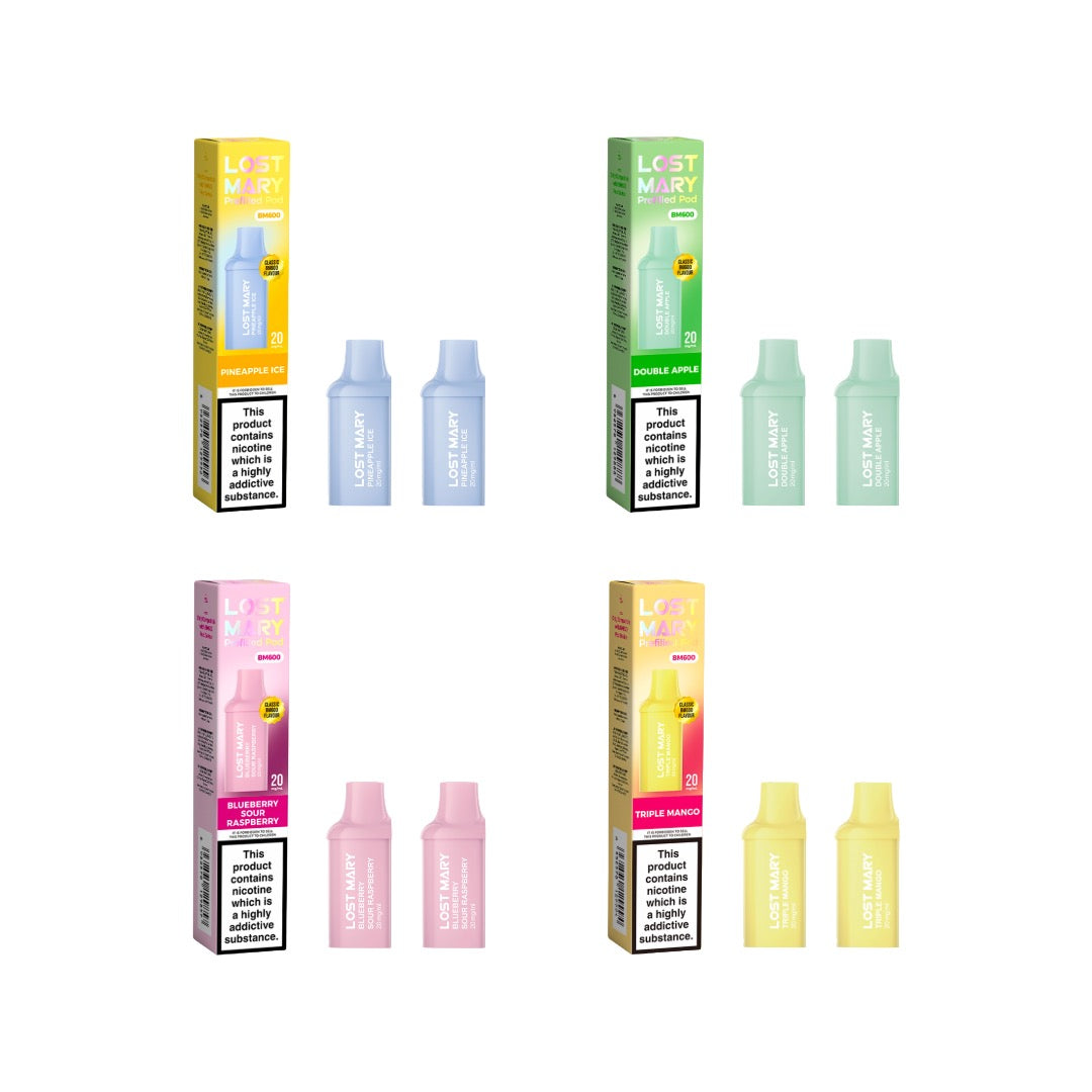 20mg Lost Mary BM600 Prefilled Replacement Pods 1200 Puffs - 2 Pcs - Flavour: P&B Cloudd