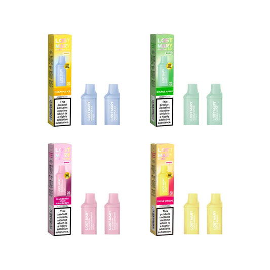 20mg Lost Mary BM600 Prefilled Replacement Pods 1200 Puffs - 2 Pcs - Flavour: Strawberry Ice