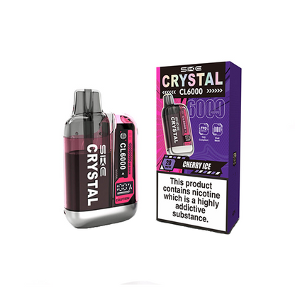 20mg SKE Crystal CL6000 Disposable Rechargeable Vape Kit 6000 Puffs - Flavour: Grape Splash