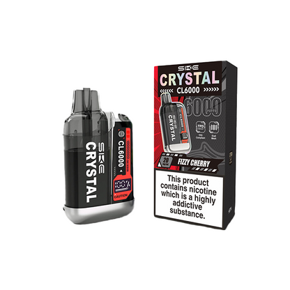 20mg SKE Crystal CL6000 Disposable Rechargeable Vape Kit 6000 Puffs - Flavour: Strawberry Raspberry Cherry