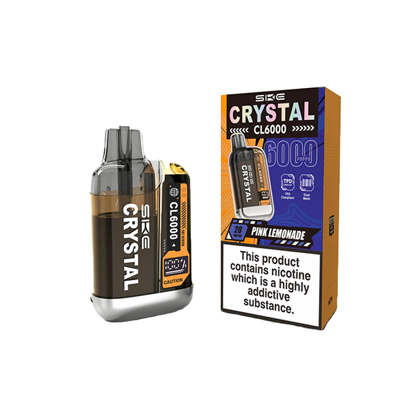 20mg SKE Crystal CL6000 Disposable Rechargeable Vape Kit 6000 Puffs - Flavour: Grape Splash