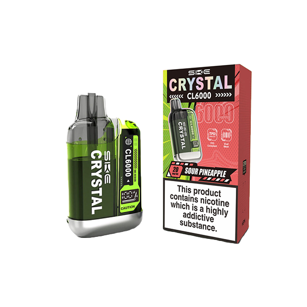 20mg SKE Crystal CL6000 Disposable Rechargeable Vape Kit 6000 Puffs - Flavour: Grape Splash