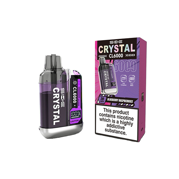 20mg SKE Crystal CL6000 Disposable Rechargeable Vape Kit 6000 Puffs - Flavour: Berry Medley
