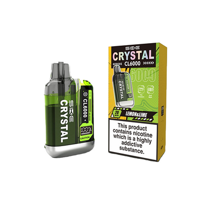 20mg SKE Crystal CL6000 Disposable Rechargeable Vape Kit 6000 Puffs - Flavour: Lemon & Lime