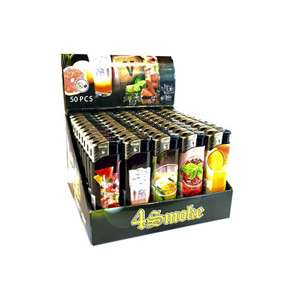 50 x 4Smoke Electronic Printed Lighters - ZY218DK - Design: Mojito