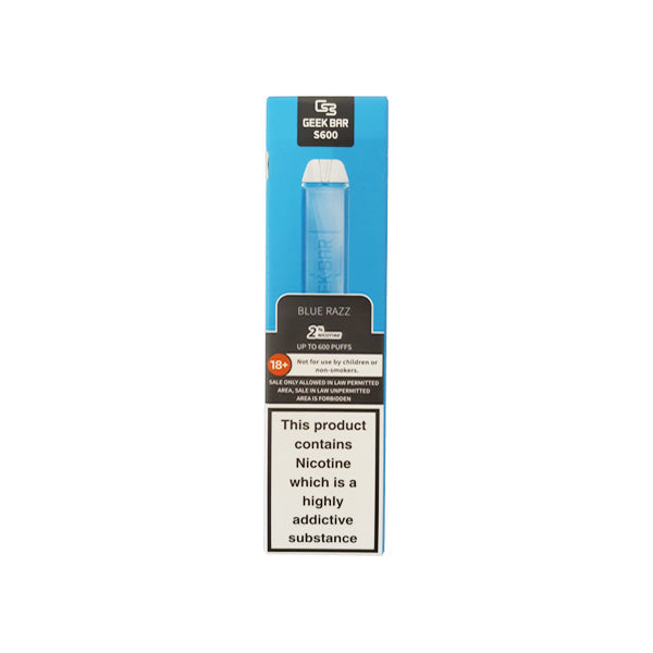 Expired :: 20mg Geek Bar S600 Disposable Vape Device 600 Puffs - Flavour: Blue Razz