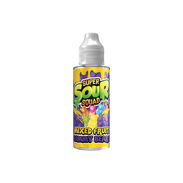 Super Sour Squad 100ml E-liquid 0mg (50VG/50PG) - Flavour: Red Apple Raspberry & pear