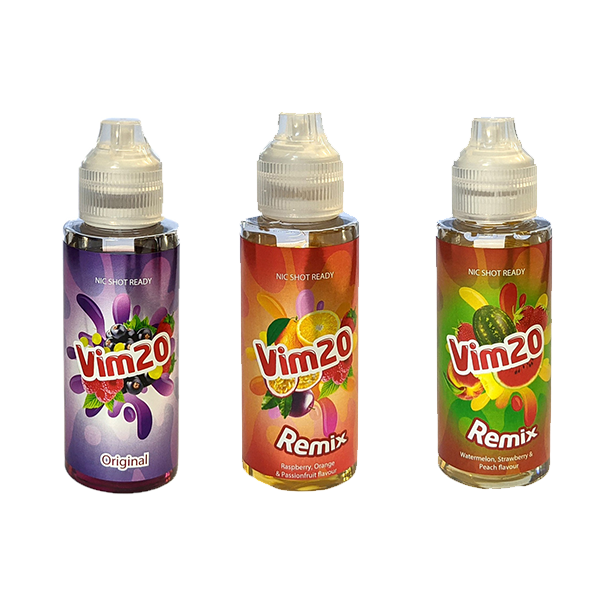 Vim20 100ml E-liquid 0mg (50VG/50PG) - Flavour: Watermelon Strawberry Peach