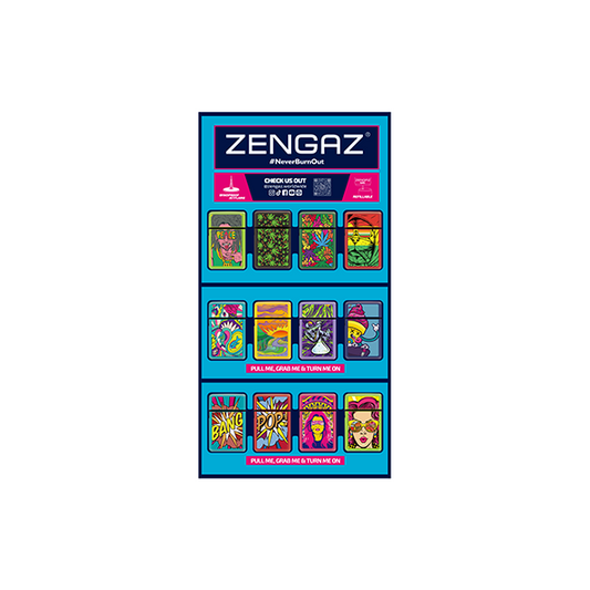 Zengaz Cube ZL-30 Chip Set (UK-S4) - Jet Flame Lighters Bundle + 48 Lighters with Cube display stand