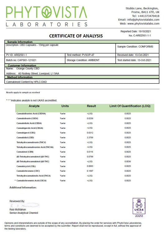 Orange County CBD 450mg Full Spectrum CBD Capsules - 30 Caps