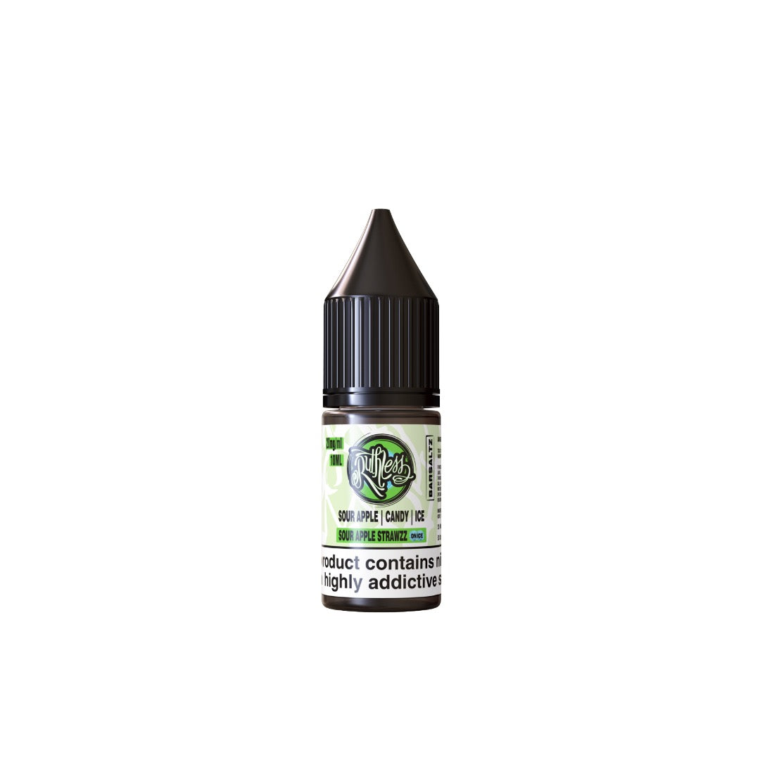 20mg Ruthless Bar Saltz 10ml Nic Salt (50VG/50PG) - Flavour: Ruthless Sour Apple Strawzz on Ice
