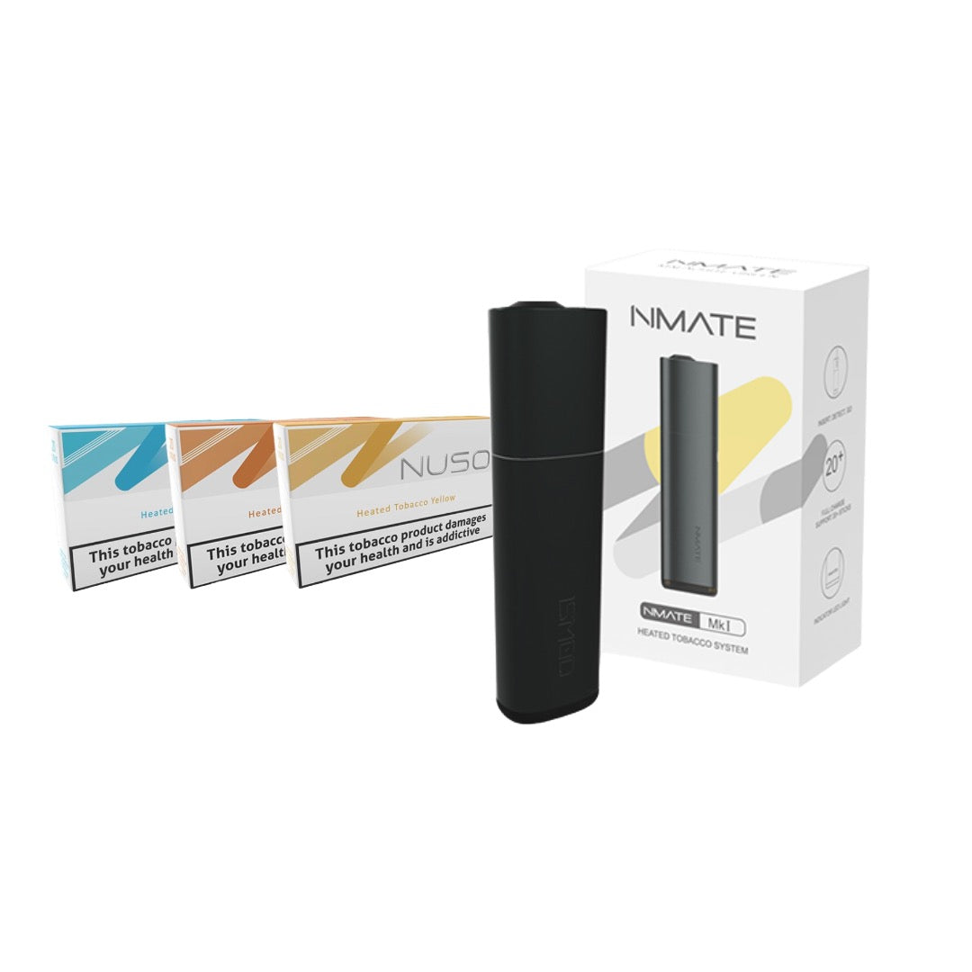 NUSO Heated Tobacco Sticks Starter Kit Bundles Strength 5 - 10 Packs (Free Nmate Device) - Flavour: Brown
