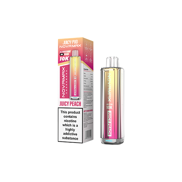 20mg Juicy Pod Novamax Disposable Pod Vape Kit 10000 Puffs - Flavour: Strawberry Raspberry Cherry Ice