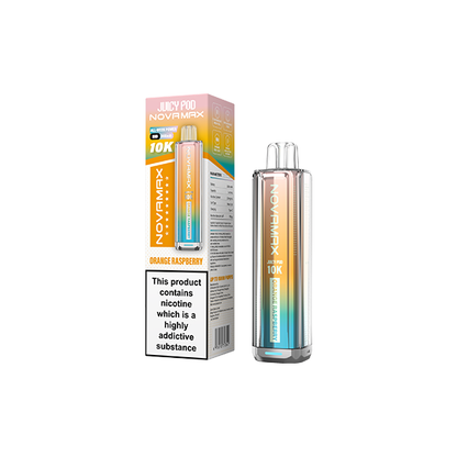 20mg Juicy Pod Novamax Disposable Pod Vape Kit 10000 Puffs - Flavour: Orange Raspberry