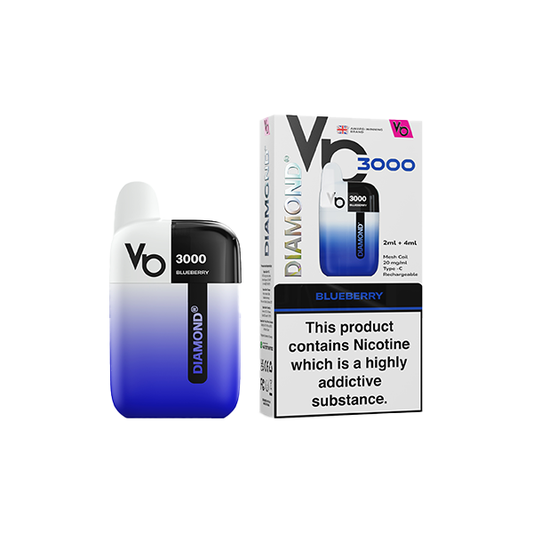 20mg Vapes Bar Diamond 3000 Pod Vape Kit 3000 Puffs - Flavour: Strawberry Ice