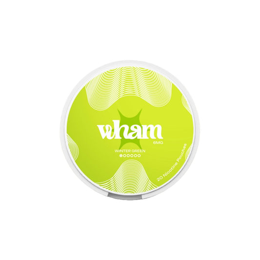 6mg Wham Regular Nicotine Pouch - 20 Pouches - Flavour: Winter Green
