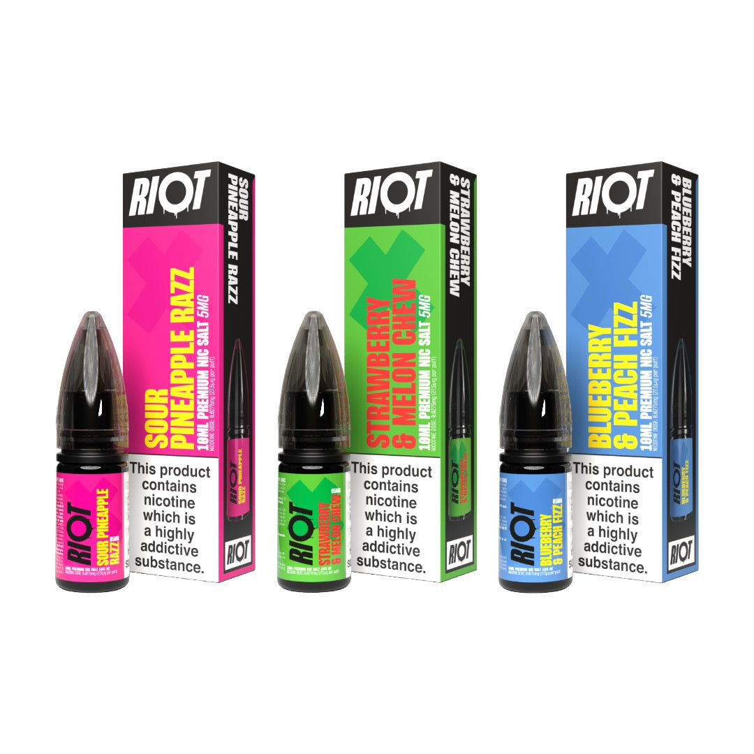 5mg RIOT X 10ml Nic Salts by Riot Squad (50VG/50PG) - Flavour: Strawberry Melon Chew