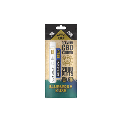 Aztec CBD 2000mg Broad Spectrum Starter Pro Pod Vape Kit 2000 Puffs - Flavour: Raspberry Kush