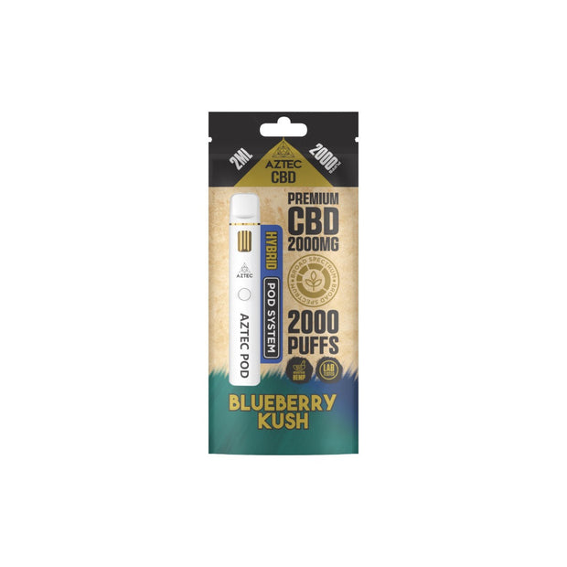 Aztec CBD 2000mg Broad Spectrum Starter Pro Pod Vape Kit 2000 Puffs - Flavour: Blueberry Kush