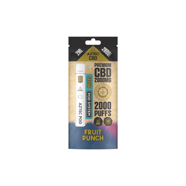Aztec CBD 2000mg Broad Spectrum Starter Pro Pod Vape Kit 2000 Puffs - Flavour: Blueberry Kush