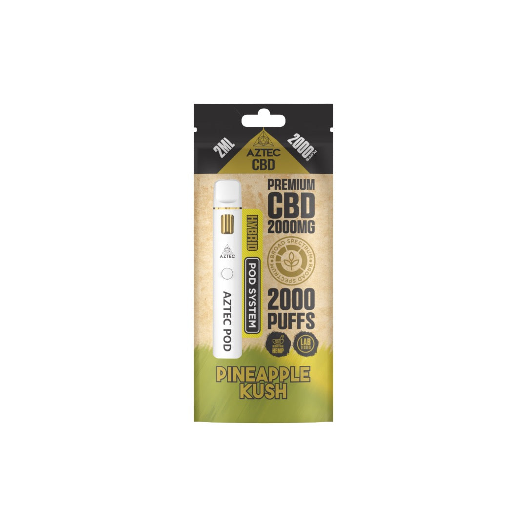 Aztec CBD 2000mg Broad Spectrum Starter Pro Pod Vape Kit 2000 Puffs - Flavour: Pineapple Kush