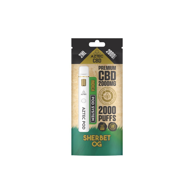Aztec CBD 2000mg Broad Spectrum Starter Pro Pod Vape Kit 2000 Puffs - Flavour: Blueberry Kush