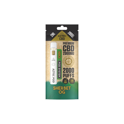 Aztec CBD 2000mg Broad Spectrum Starter Pro Pod Vape Kit 2000 Puffs - Flavour: Strawberry Ice