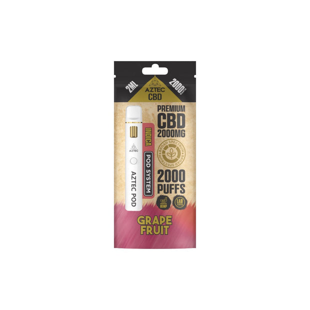 Aztec CBD 2000mg Broad Spectrum Starter Pro Pod Vape Kit 2000 Puffs - Flavour: Blueberry Kush