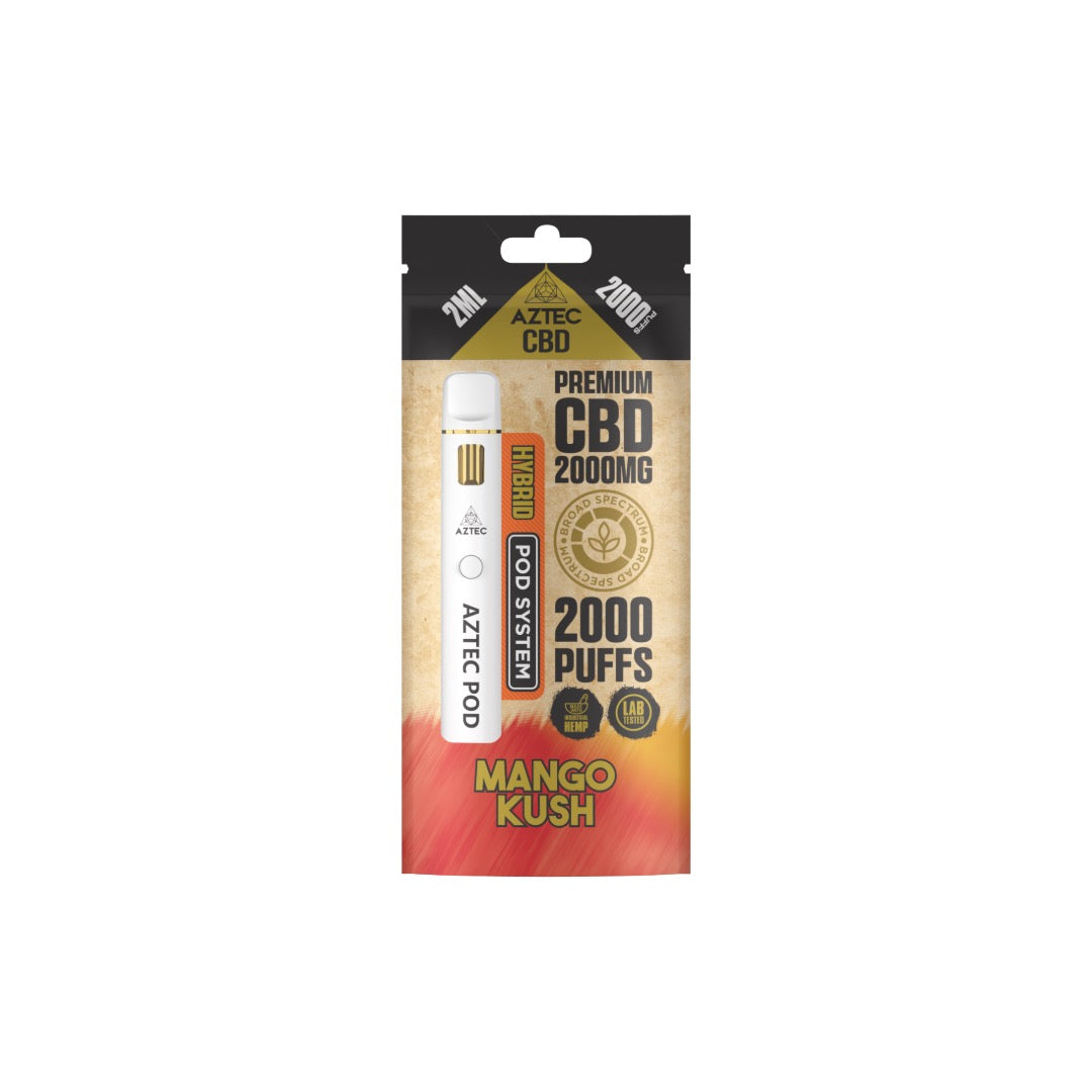 Aztec CBD 2000mg Broad Spectrum Starter Pro Pod Vape Kit 2000 Puffs - Flavour: Blueberry Kush