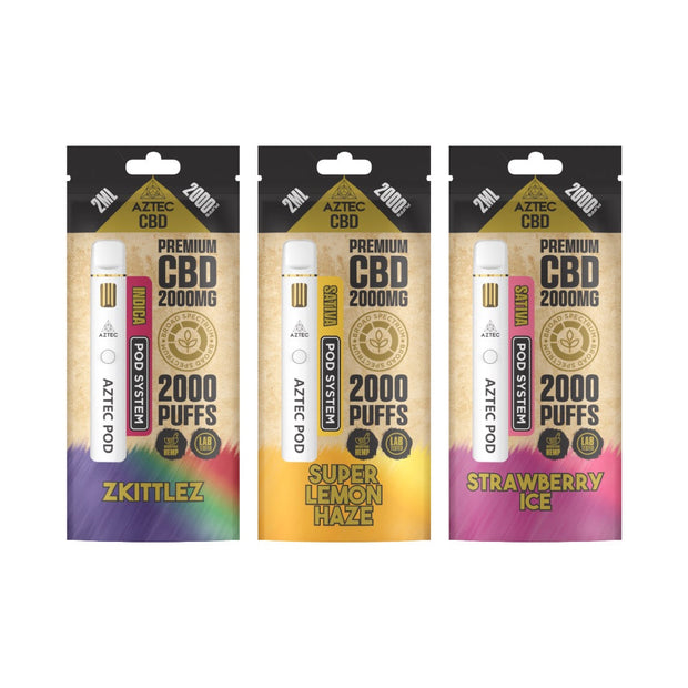 Aztec CBD 2000mg Broad Spectrum Starter Pro Pod Vape Kit 2000 Puffs - Flavour: Blueberry Kush