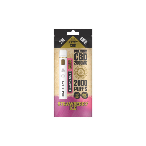 Aztec CBD 2000mg Broad Spectrum Starter Pro Pod Vape Kit 2000 Puffs - Flavour: Blueberry Kush