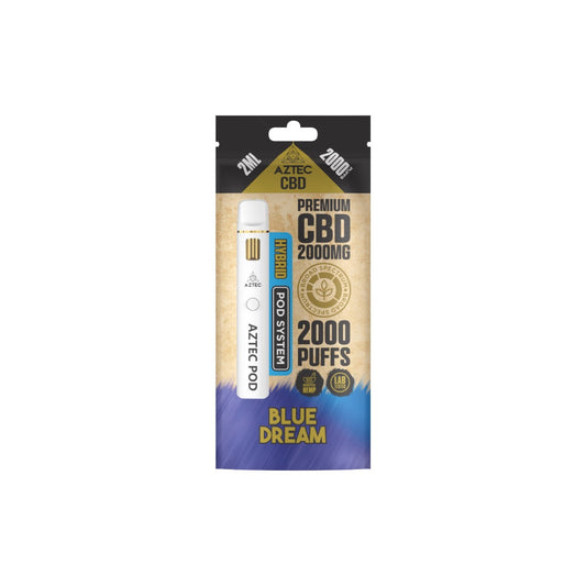 Aztec CBD 2000mg Broad Spectrum Starter Pro Pod Vape Kit 2000 Puffs - Flavour: Blue Dream