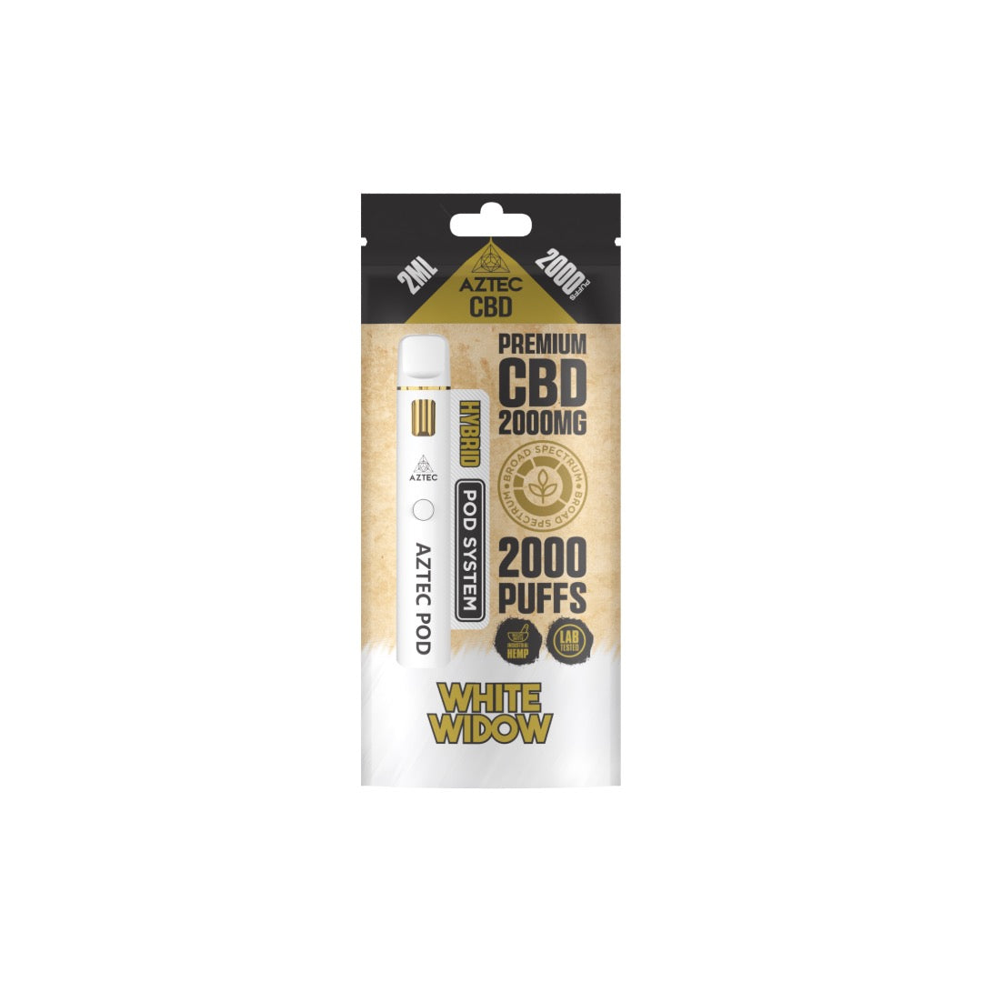 Aztec CBD 2000mg Broad Spectrum Starter Pro Pod Vape Kit 2000 Puffs - Flavour: White Widow