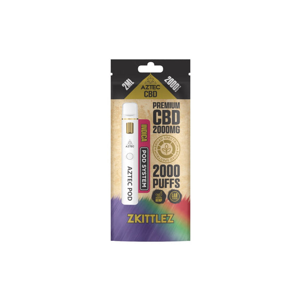 Aztec CBD 2000mg Broad Spectrum Starter Pro Pod Vape Kit 2000 Puffs - Flavour: Blueberry Kush