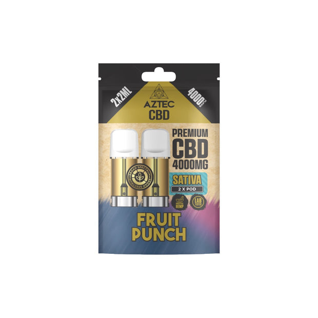 Aztec CBD 4000mg Broad Spectrum CBD Pods 2ml 4000 Puffs - 2 Pcs - Flavour: Buddha Haze