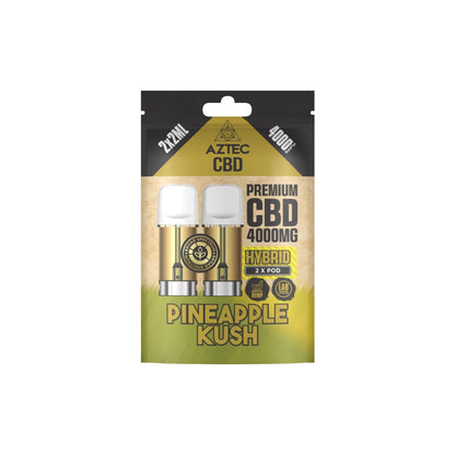 Aztec CBD 4000mg Broad Spectrum CBD Pods 2ml 4000 Puffs - 2 Pcs - Flavour: Raspberry Kush