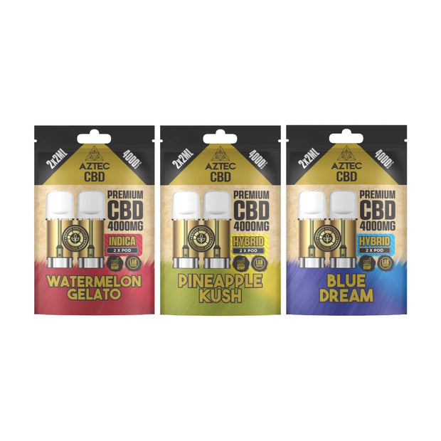 Aztec CBD 4000mg Broad Spectrum CBD Pods 2ml 4000 Puffs - 2 Pcs - Flavour: Buddha Haze