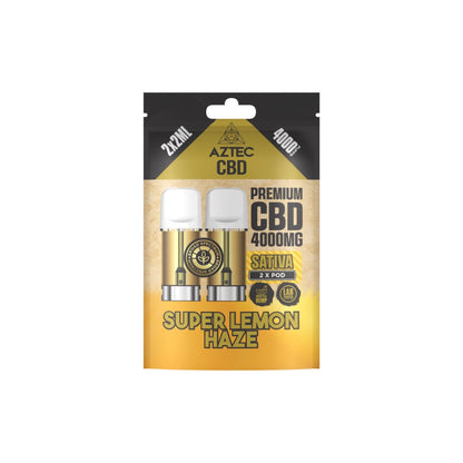Aztec CBD 4000mg Broad Spectrum CBD Pods 2ml 4000 Puffs - 2 Pcs - Flavour: Strawberry Ice