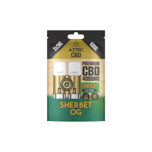 Aztec CBD 4000mg Broad Spectrum CBD Pods 2ml 4000 Puffs - 2 Pcs - Flavour: Blueberry Kush