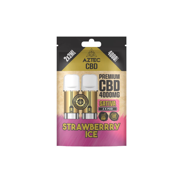 Aztec CBD 4000mg Broad Spectrum CBD Pods 2ml 4000 Puffs - 2 Pcs - Flavour: Blueberry Kush