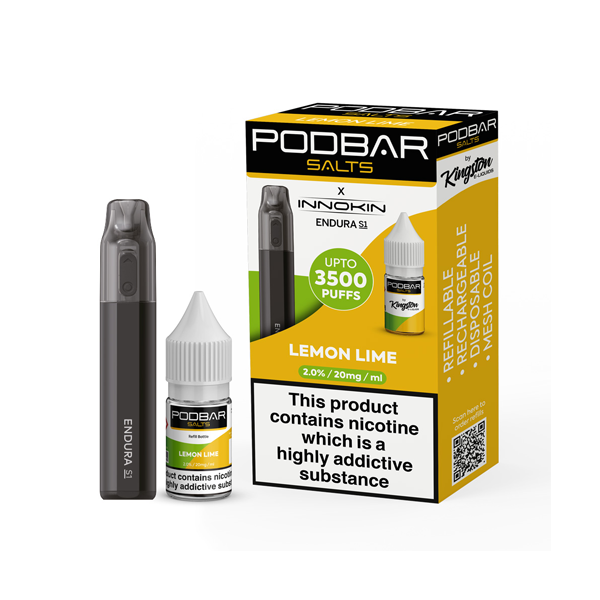 20mg Podbar Salts by Kingston x Innokin Endura S1 Disposable Vape Kit 3500 Puffs - Flavour: Minty Menthol