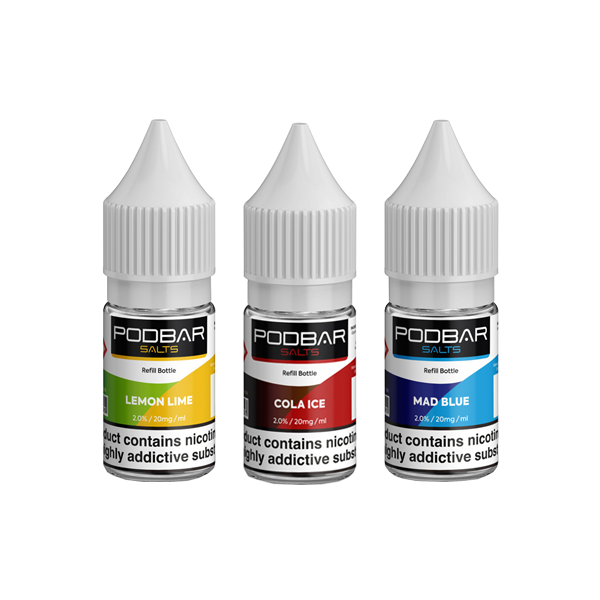 10mg Podbar Salts by Kingston 10ml Refill Nic Salts (60VG/40PG) - Flavour: Lemon Lime