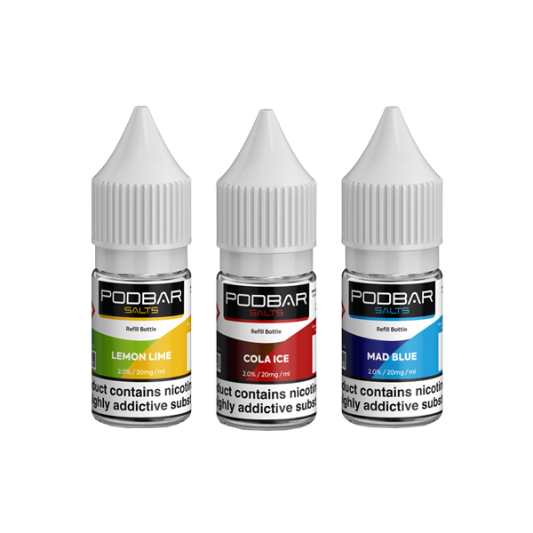 10mg Podbar Salts by Kingston 10ml Refill Nic Salts (60VG/40PG) - Flavour: Blue Razz Lemonade