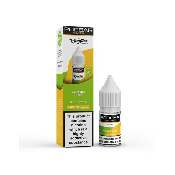 10mg Podbar Salts by Kingston 10ml Refill Nic Salts (60VG/40PG) - Flavour: Juicy Strawberry