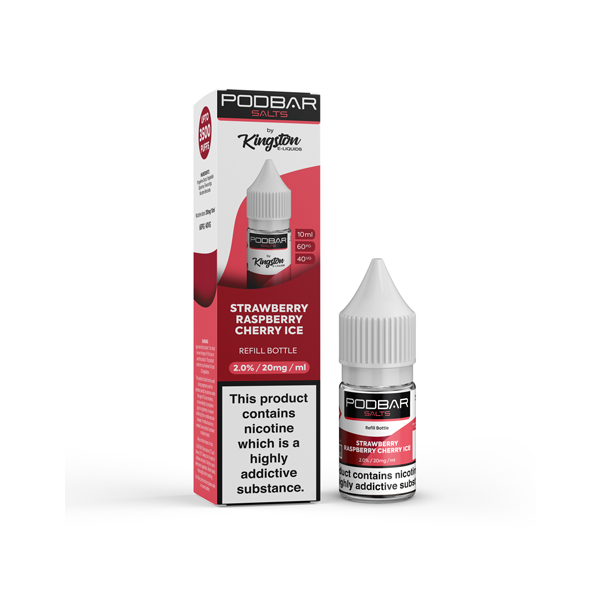 10mg Podbar Salts by Kingston 10ml Refill Nic Salts (60VG/40PG) - Flavour: Watermelon Ice