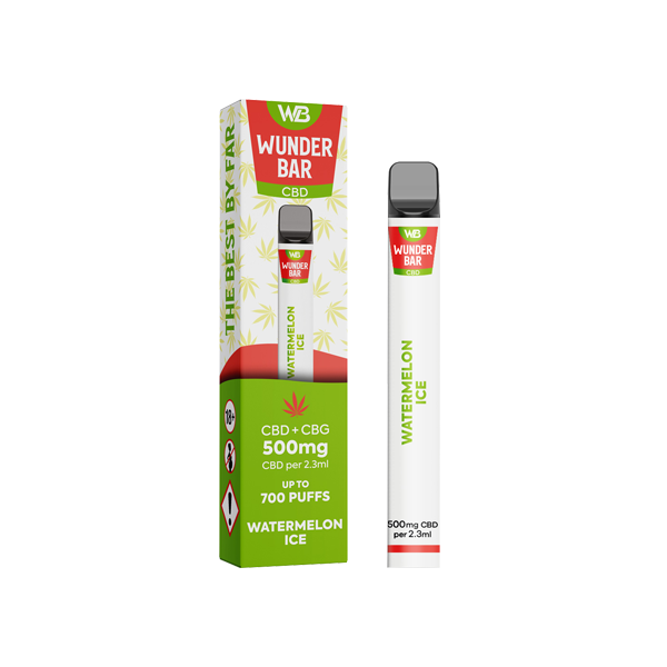 Wunderbar 500mg CBD + CBG Disposable Vape Device 700 Puffs - Flavour: Fresh Mint
