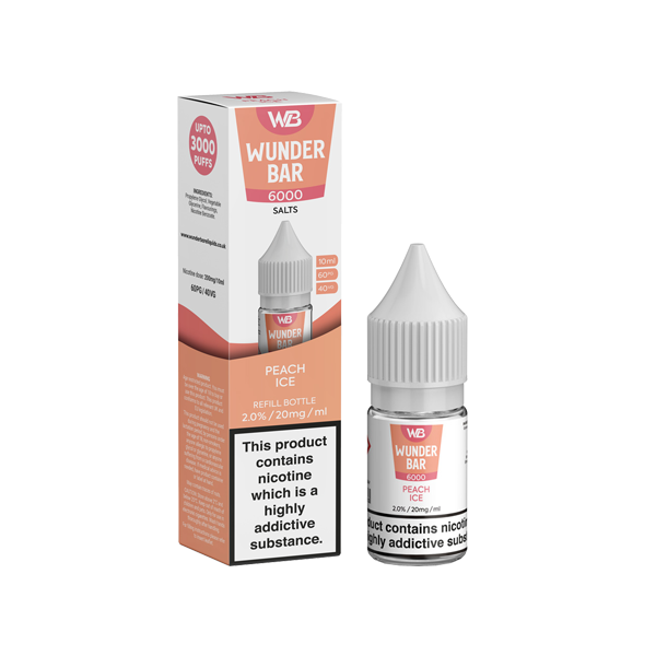 20mg Wunderbar 6000 Salts 10ml Nic Salts (60PG/40VG) - Flavour: Grape Watermelon Ice