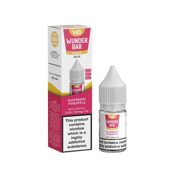 20mg Wunderbar 6000 Salts 10ml Nic Salts (60PG/40VG) - Flavour: Gummy Bear