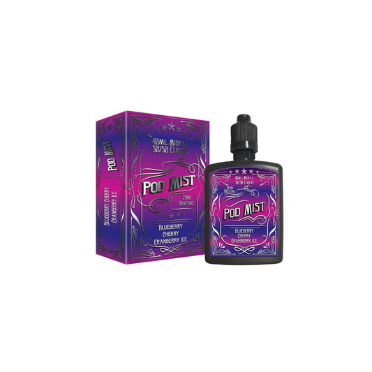 0mg Pod Mist Midfill 40ml Shortfill (50VG/50PG) - Flavour: Blueberry Cherry Cranberry Ice